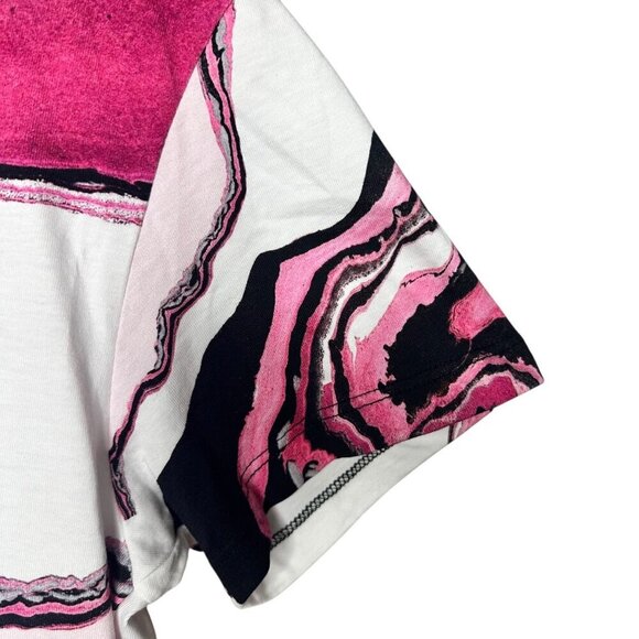 The Kooples Cotton Marble Print T-Shirt Pink & Black Short Sleeve Size‎ Small - Picture 2 of 7